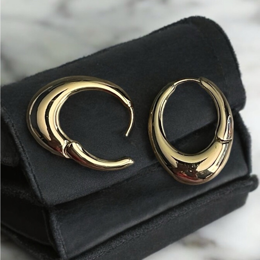 Oval Style 14K Gold Electroplated Earrings
